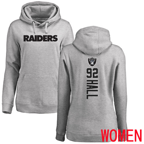 Oakland Raiders Ash Women P J  Hall Backer NFL Football #92 Pullover Hoodie Sweatshirts
